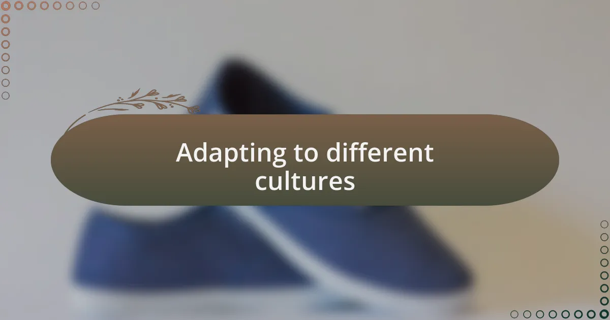 Adapting to different cultures