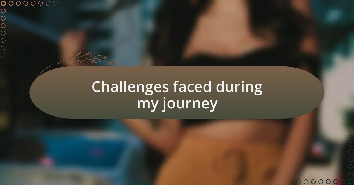 Challenges faced during my journey