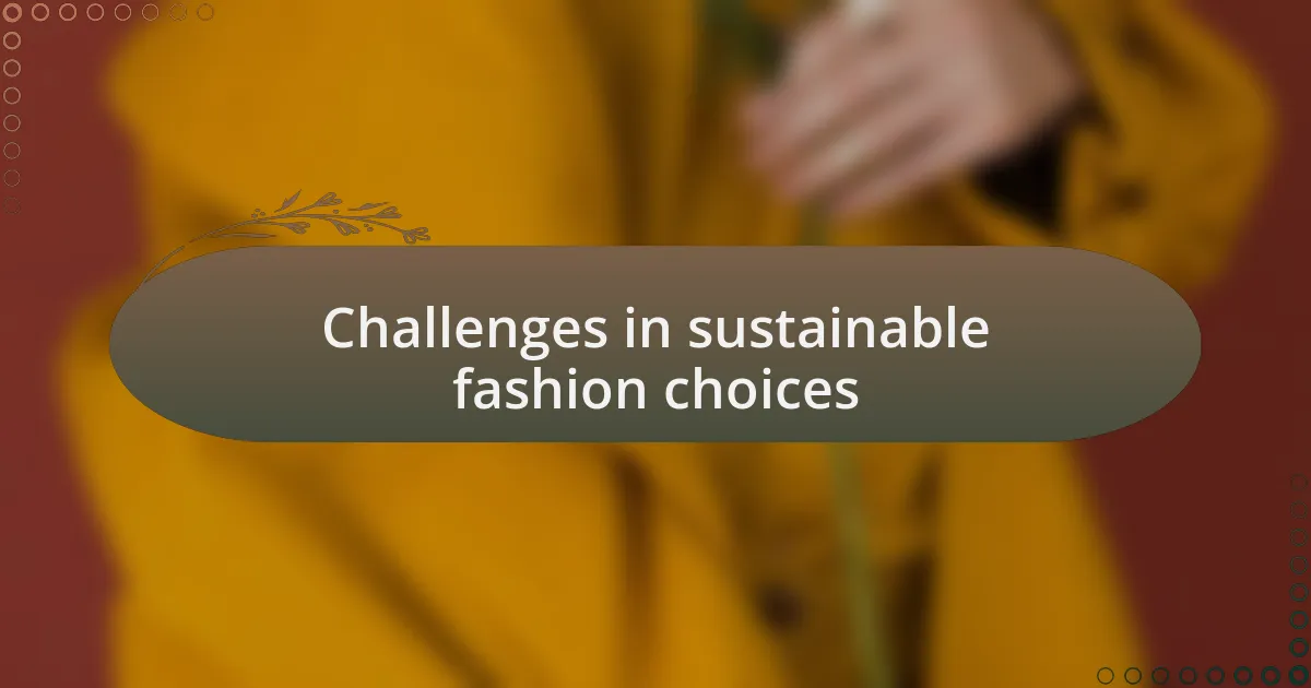 Challenges in sustainable fashion choices