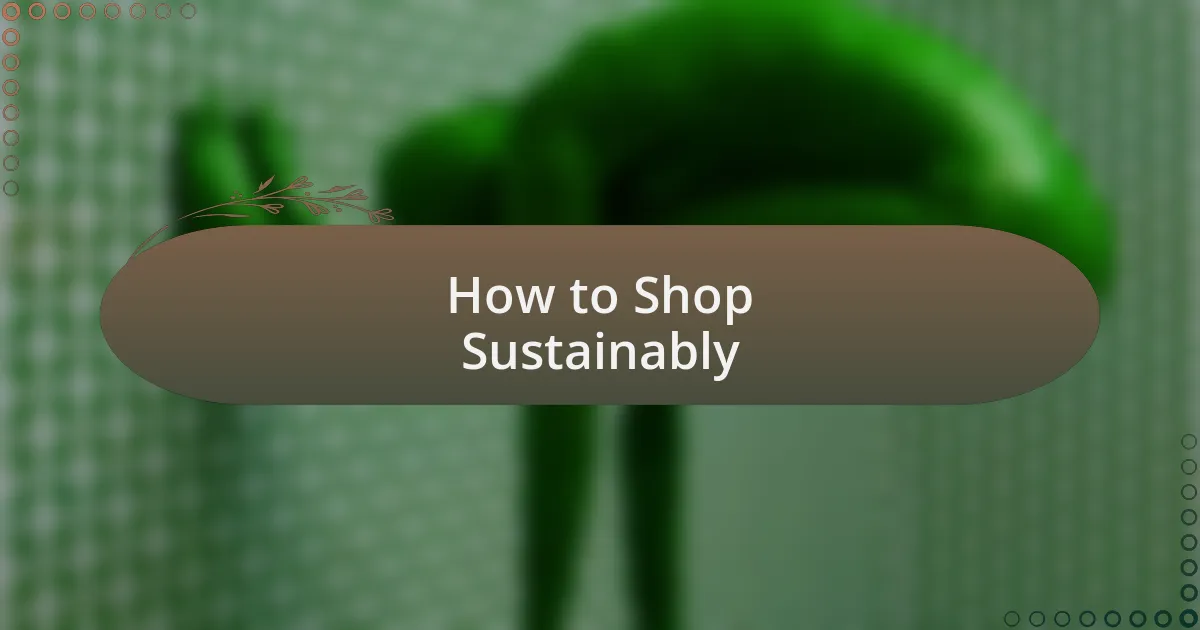 How to Shop Sustainably