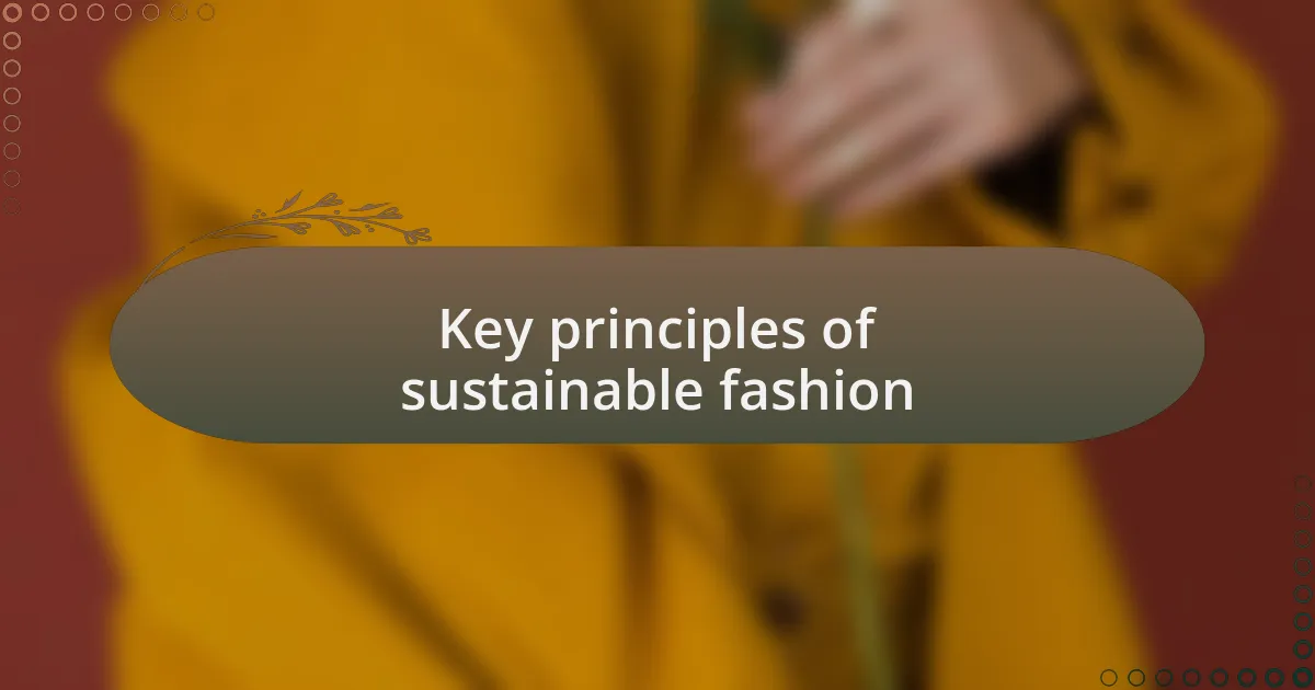Key principles of sustainable fashion