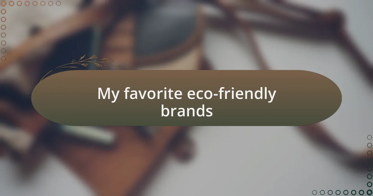 My favorite eco-friendly brands