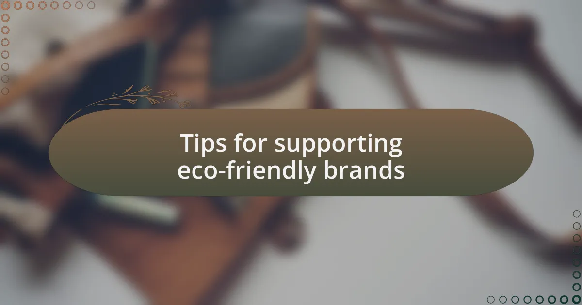 Tips for supporting eco-friendly brands