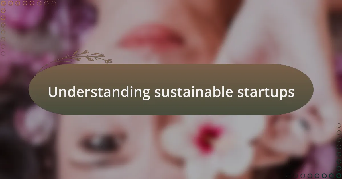 Understanding sustainable startups